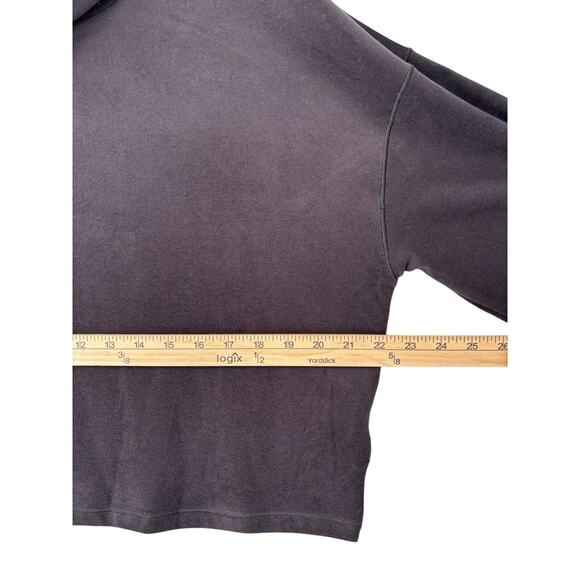 FLX Cropped Microfleece Top Raglan Sleeve Black Thumbholes Stretch Lounge Medium - Picture 4 of 8